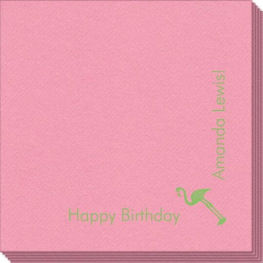 Corner Text with Flamingo Design Linen Like Napkins